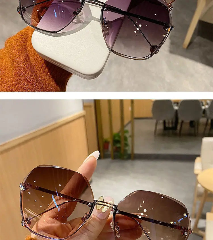 Women's Polygonal Metal Sunglasses - Retro Driving Eyewear