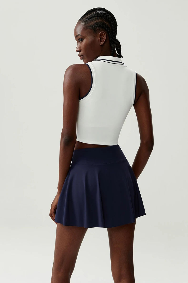 Women's Two-Piece Fitness Set with Pocket Tennis Skirt - Complete Workout Outfit