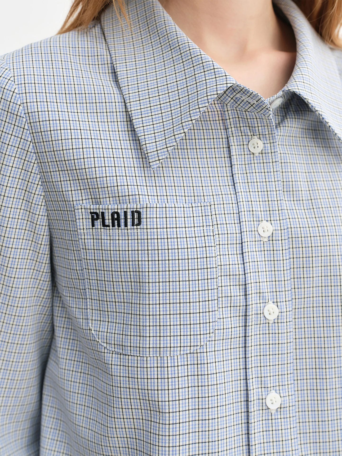 Blue Plaid Shirt & Navy Skirt Set - Long Sleeve Two-Piece