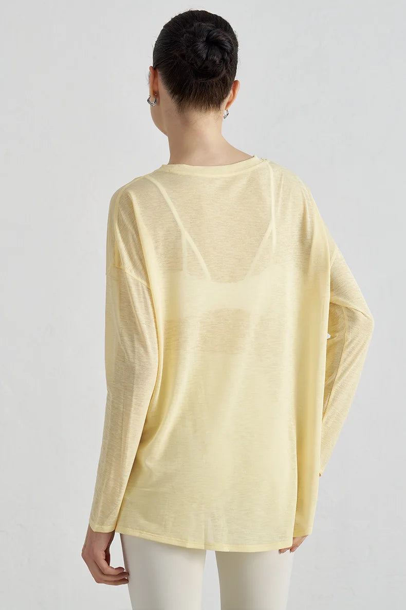 Mesh Long Sleeve Sports Top - Quick Dry Breathable Running Shirt for Yoga & Fitness