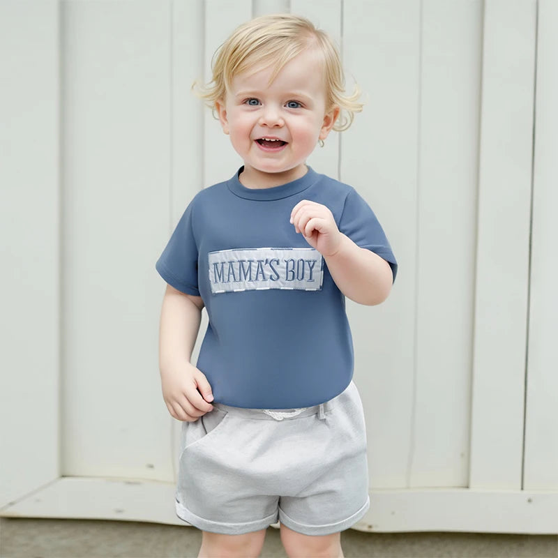 Casual Baby Boys Summer Clothes Set - Letter Embroidery T-Shirt & Shorts