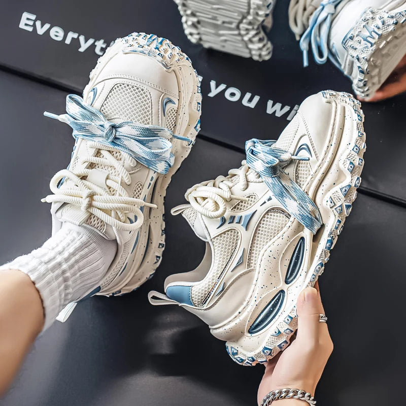 Platform Strap Sneakers - Men's Breathable Skateboard & Tennis Trainers