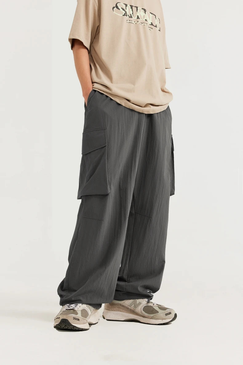 Men's Straight Leg Cargo Soft Touch Elastic Waist Casual Trousers