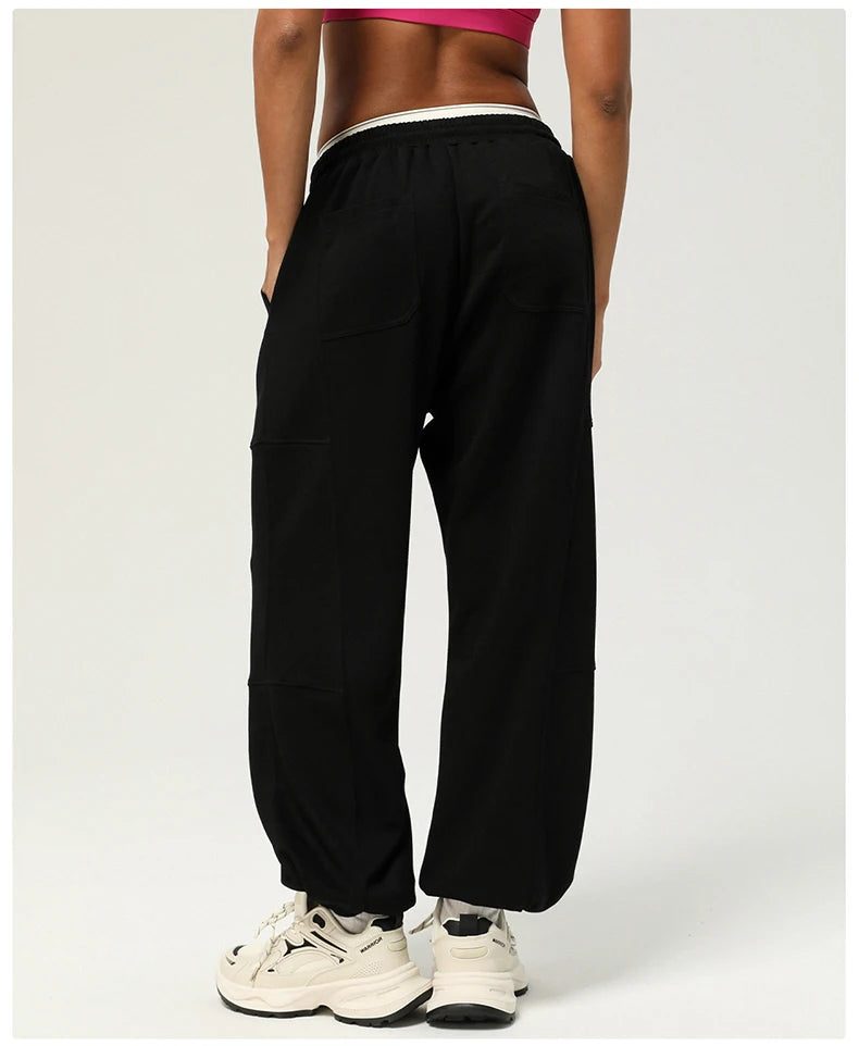 Women's Loose Drawstring Jogger Sweatpants — Breathable Pocket Sports Trousers
