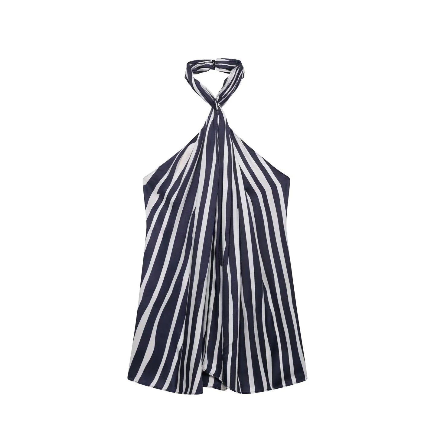 Women's Striped Collar Top & Mid Waist Loose Pants Set