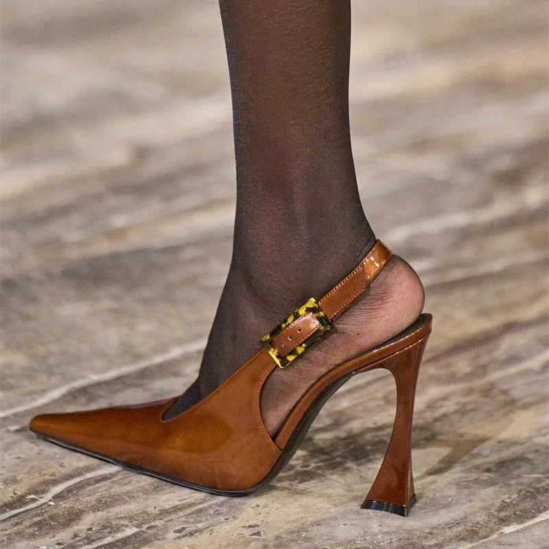 Women's Pointed Stiletto Sandals - One-Line Buckle Strap High Heels