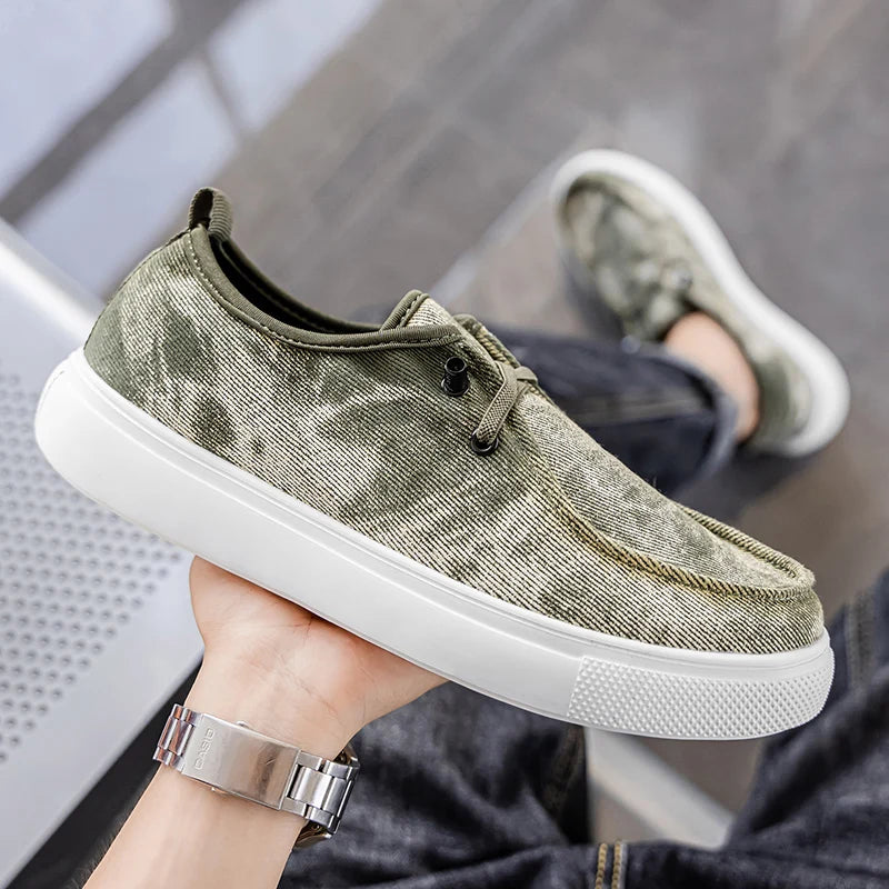 Men's Denim Casual Sneakers - Soft Skateboard Trainers