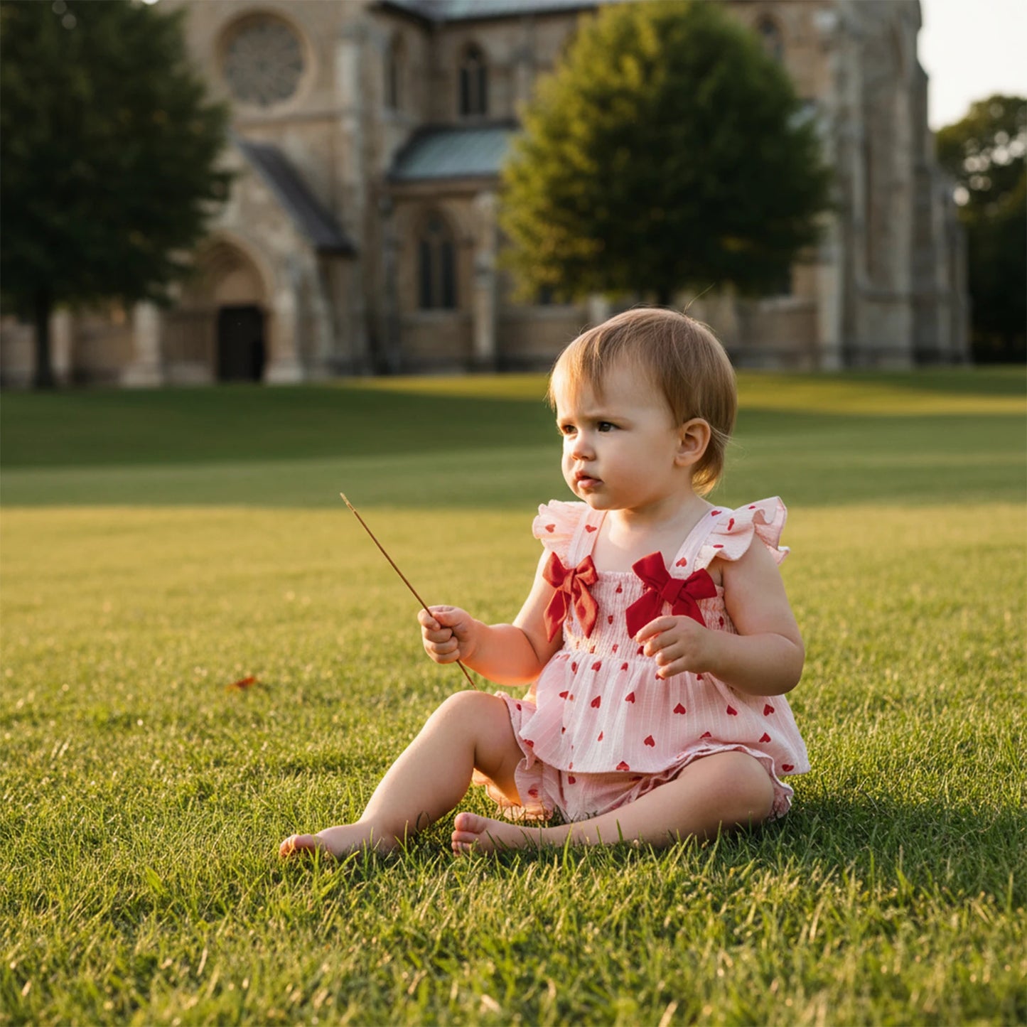 Toddler Girls Valentine's Day Ruffle Shoulder Strap Heart Print Top and Shorts Set