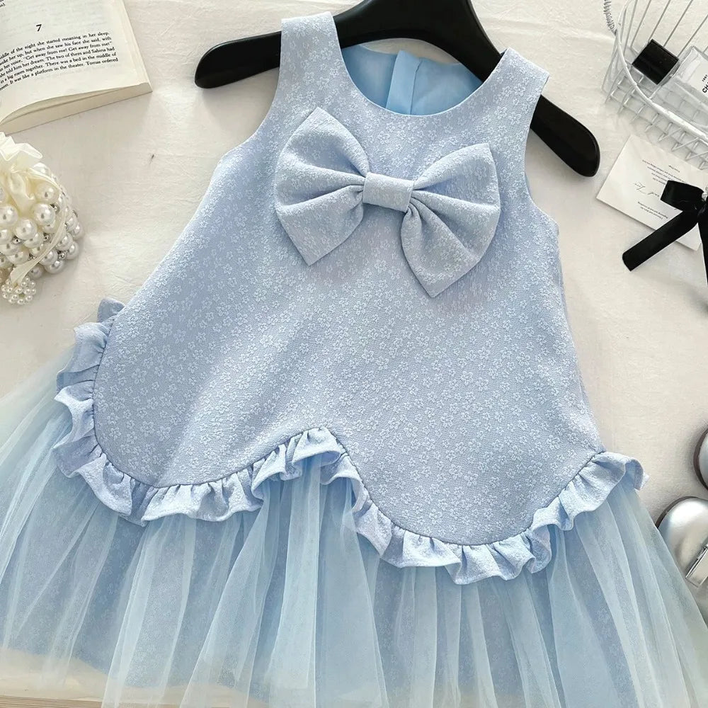 Girl's Clothes Round Neck Sleeveless Floral Princess Cute Elegant Easter Toddler Dress