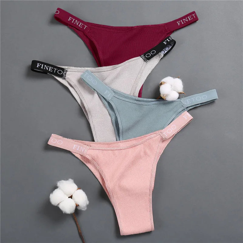 3Pcs Low-Rise Cotton Panties Bikini Underwear Letter Belt Underpants Comfortable Briefs Lingerie