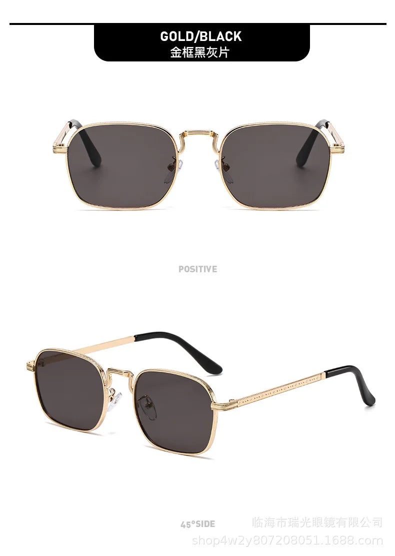 Retro Square Oval Metal Sunglasses - UV400 Protection for Women & Men