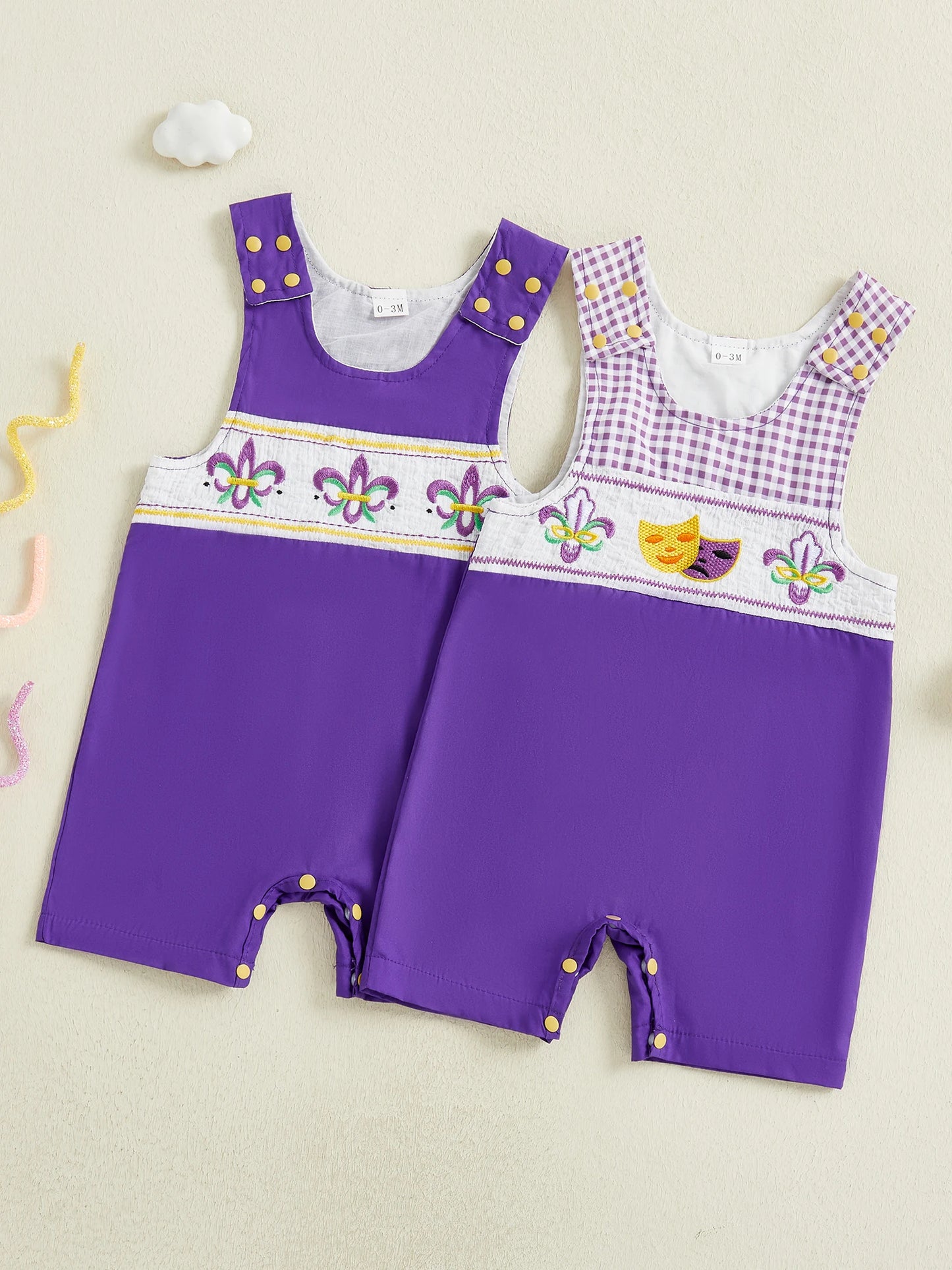 Baby Boys Romper - Embroidered Sleeveless Jumpsuit (0-18M)