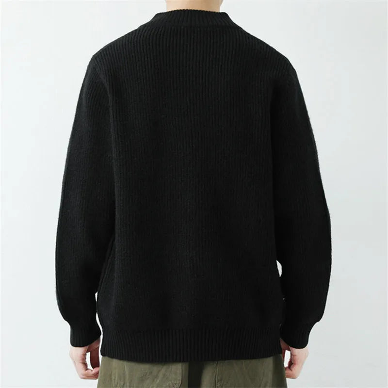 Men's Knitted Cardigan - Stand Collar Zip-Up Sweater Jacket