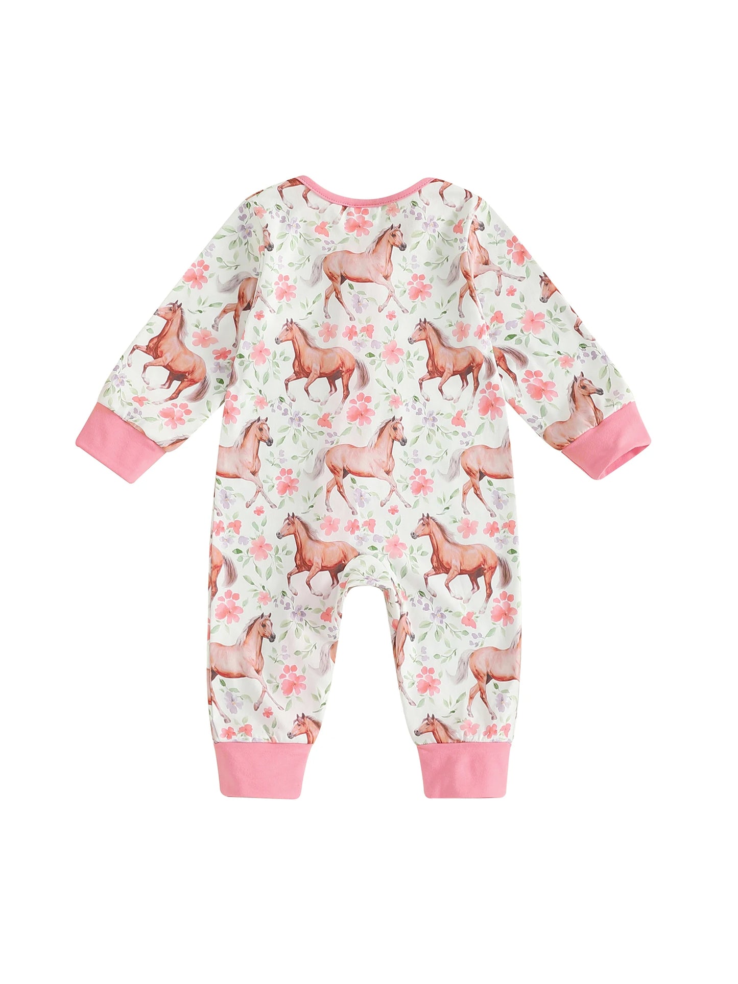 Baby Animal Print Romper - Long Sleeve Zipper Jumpsuit for Autumn Winter (0-18M)