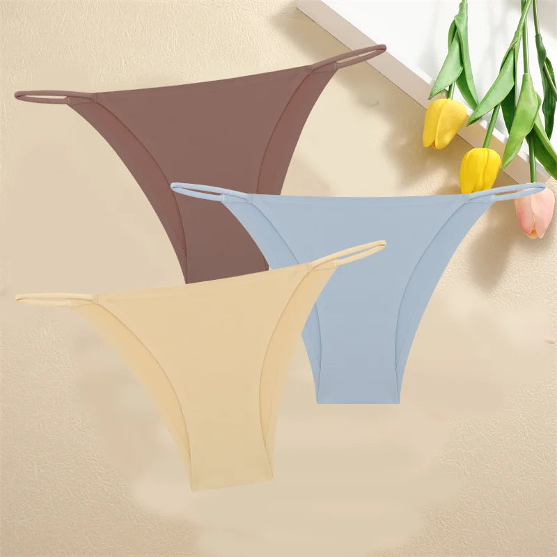 3-Pack Seamless Low Waist Bikini Briefs - Comfortable Stretch Underwear