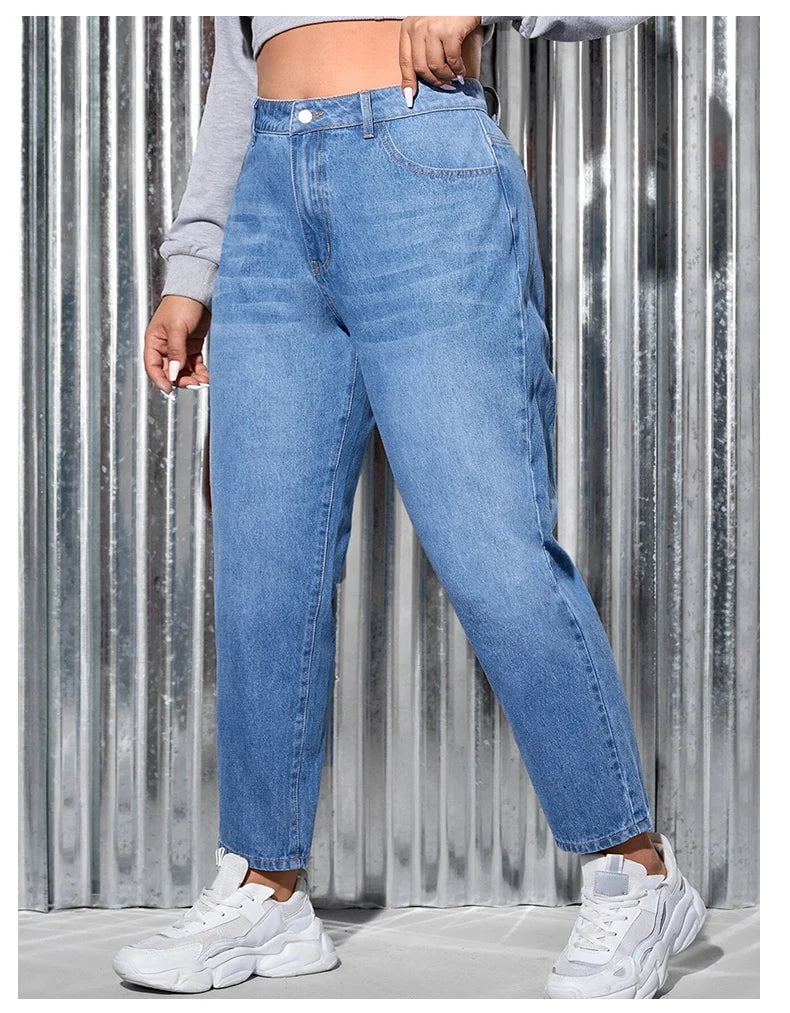 Plus Size Jeans - Women Tapered Curvy Stretchy Harem Fitting Loose Full Length Jeans