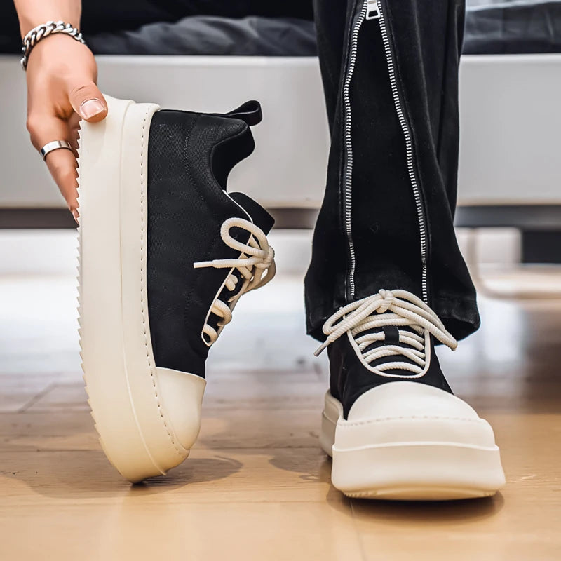 Men's Casual Platform Sports Lace Up Canvas Sneakers