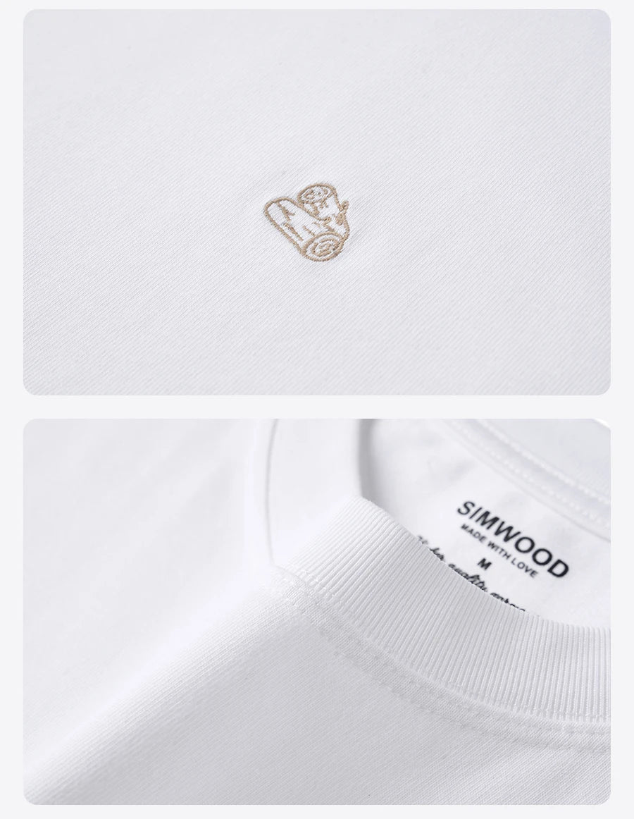Men's Short Length Oversize 280gsm Sorona Fabric Logo Embroidery Long Sleeve T-shirt