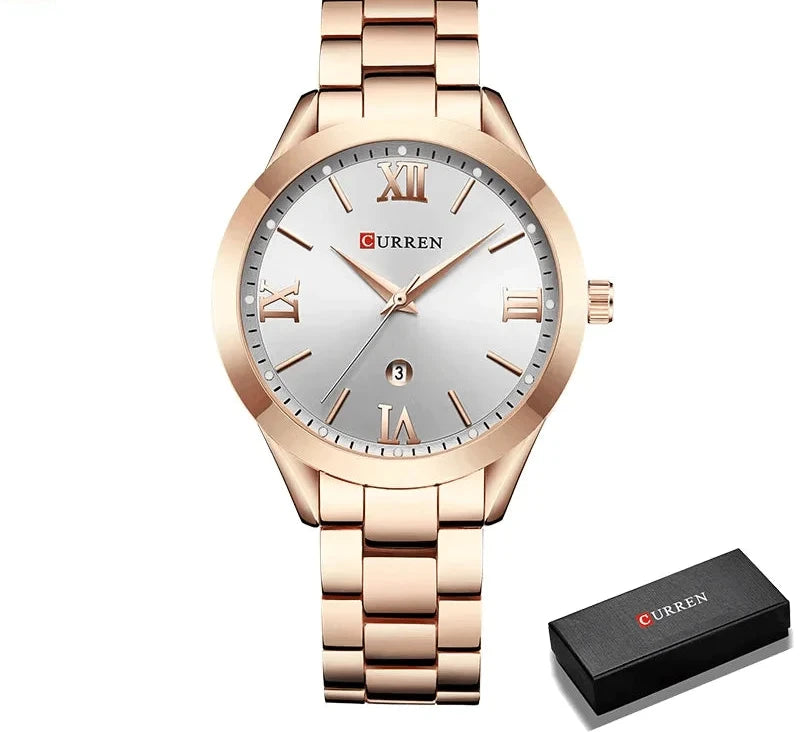 Gold Steel Bracelet Watch for Women - Elegant Ladies Wristwatch