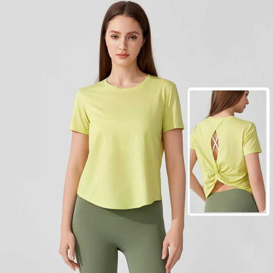 Women's Loose Fit Yoga T-Shirt - Quick Dry Athletic Top for Running & Gym