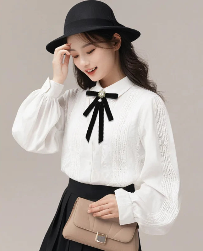 Elegant Fabric Flower Bow Brooch Pin