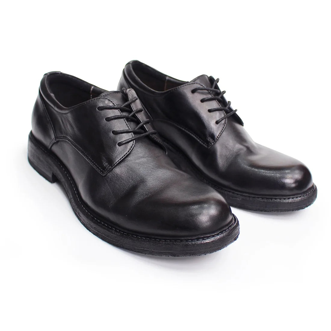 Men's Handmade Goodyear Sewn Comfortable Derby Formal Soft Leather Genuine Leather Round Toe Non-slip Casual Shoes