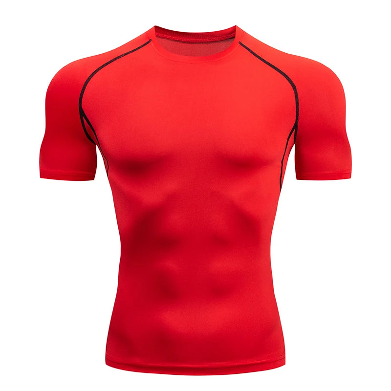 Men's Running Compression Short Sleeve Sport Gym Fitness Sweatshirt Jogging Tracksuit Athletic T-Shirt