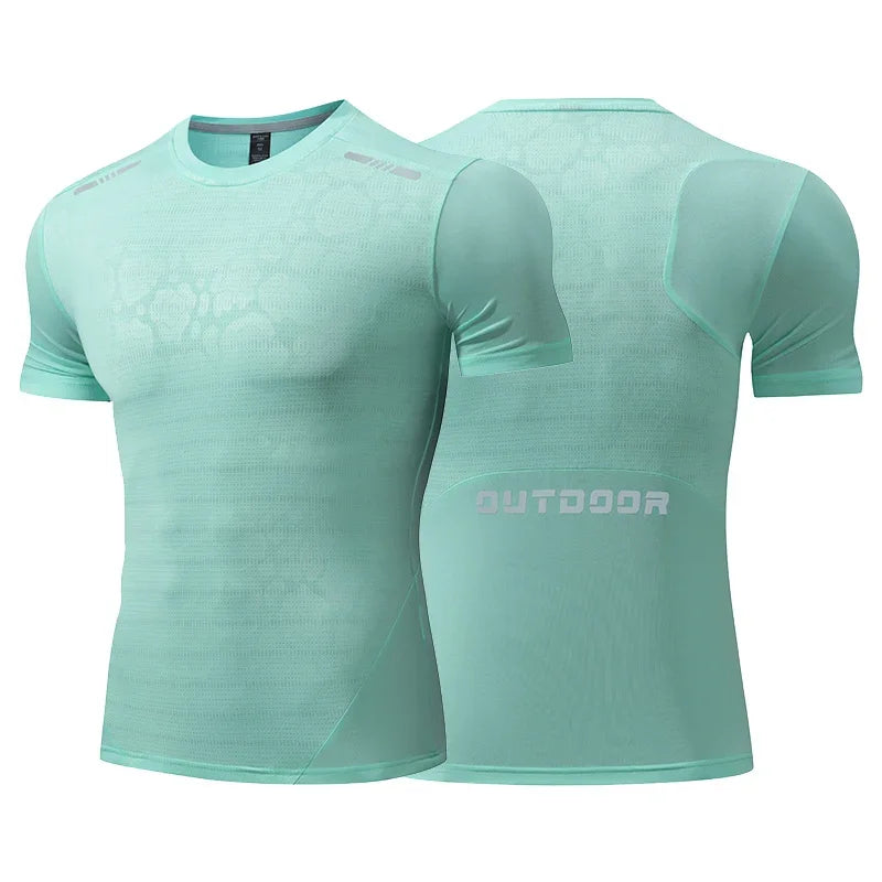 Men's Running Compression Dry Fit Short Sleeve Sport  Gym Fitness Jogging Sweatshirt Athletic T-Shirt Top