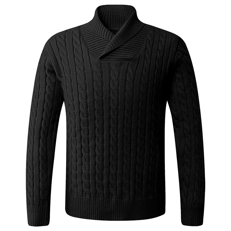 Men's Turn Down Collar Knitted Sweater - Slim Fit Casual Pullover