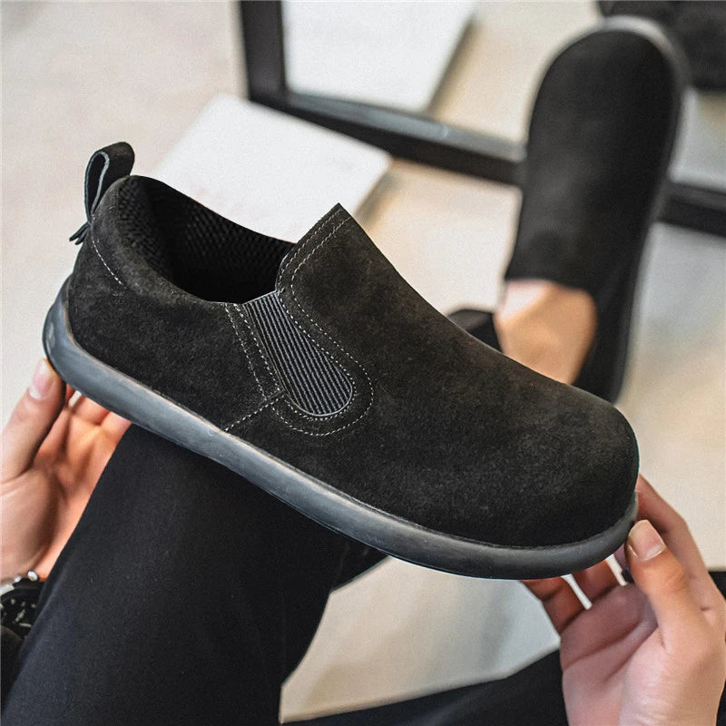 Men's Casual Sneakers British Style Loafers Slip-on Suede Leather Shoes