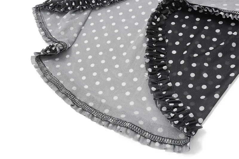 Women's Summer Boho Polka Dot Split Dress - V-Neck Backless Holiday Dress