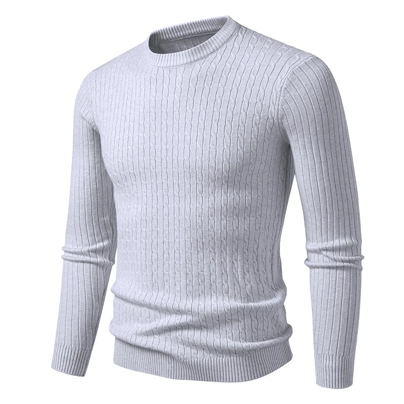 Slim Fit O-Neck Knit Pullover - Solid Colour Warm Sweater Unisex