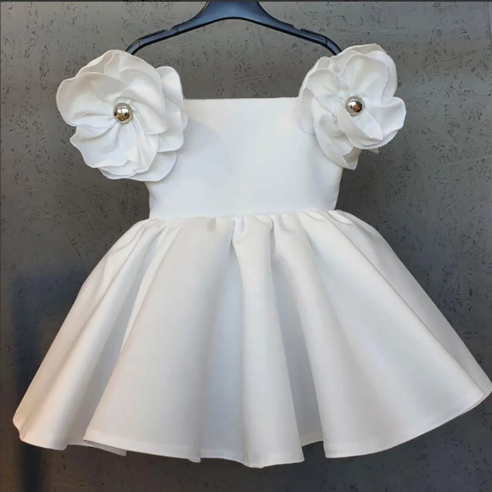 Girls Yellow Floral Princess Ball Gown – Summer Party Dress