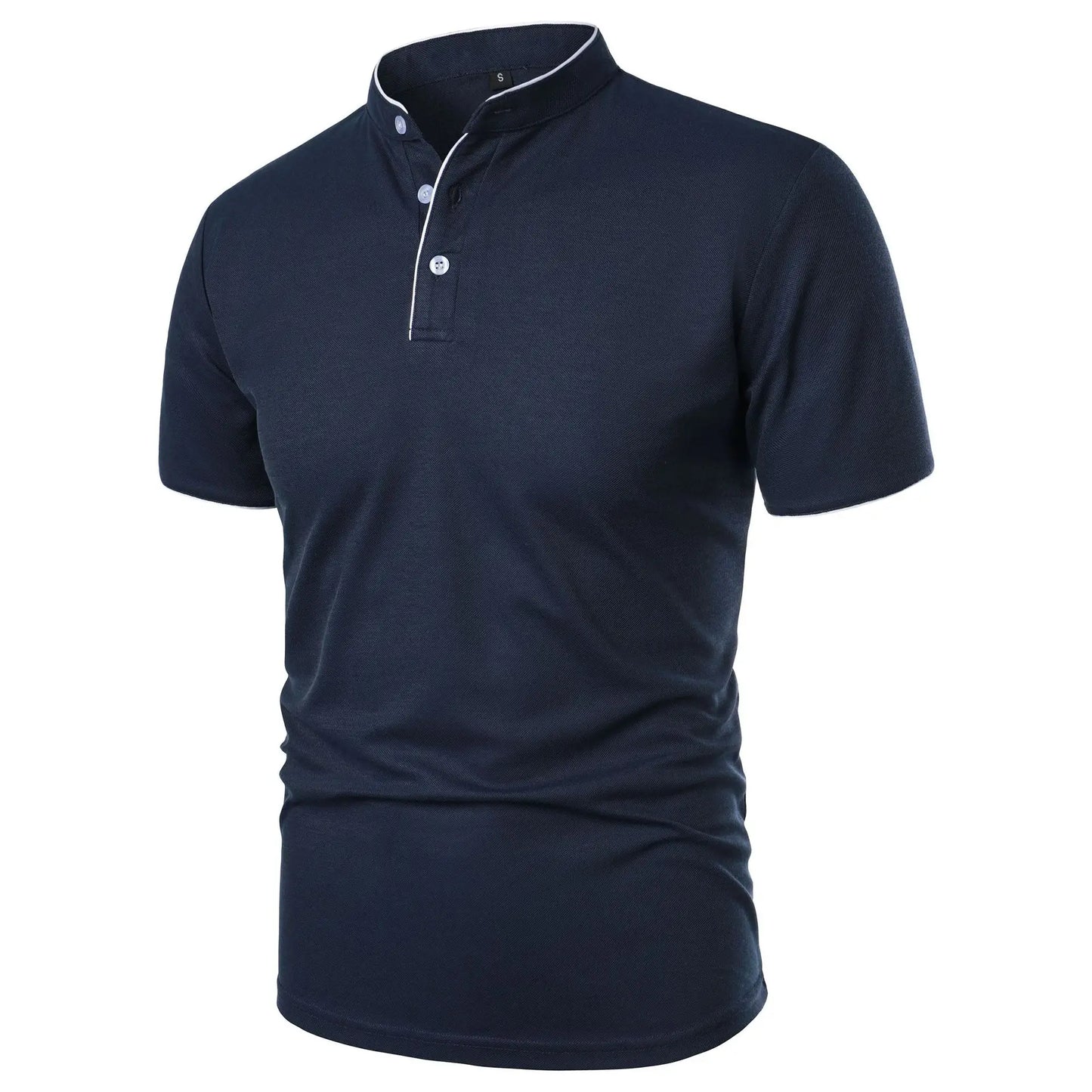 Men's Summer Short Sleeve Stand Collar Smart Casual Slim Fit Lightweight T-Shirt