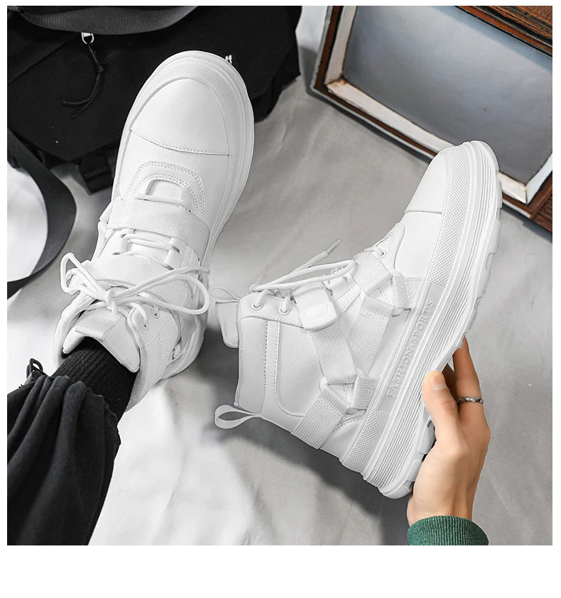Men's High-Top Platform Sneakers - Casual Ankle Boots