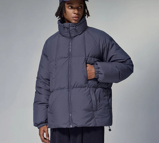 Minimalist Down Jacket Unisex - 90% Down Fill High Collar Winter Outerwear