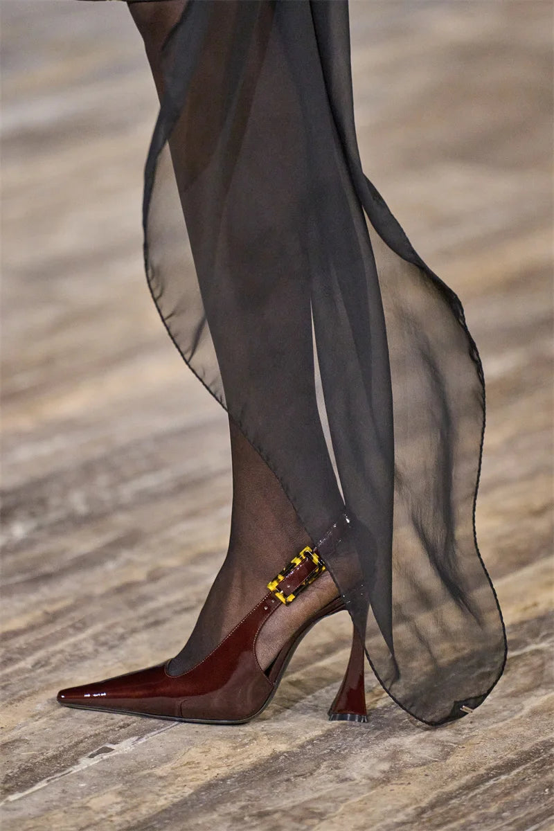 Women's Pointed Stiletto Sandals - One-Line Buckle Strap High Heels