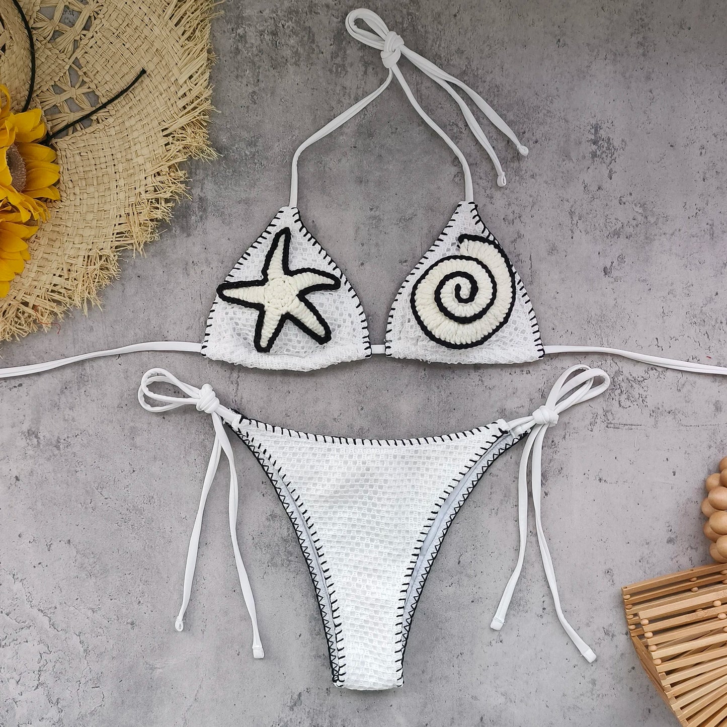 Three-Piece V-Neck Bikini Set with Cover-Up Skirt - Summer Swimwear