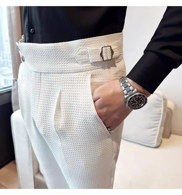 Men's High waist Smart Casual Solid Colour Formal Trousers