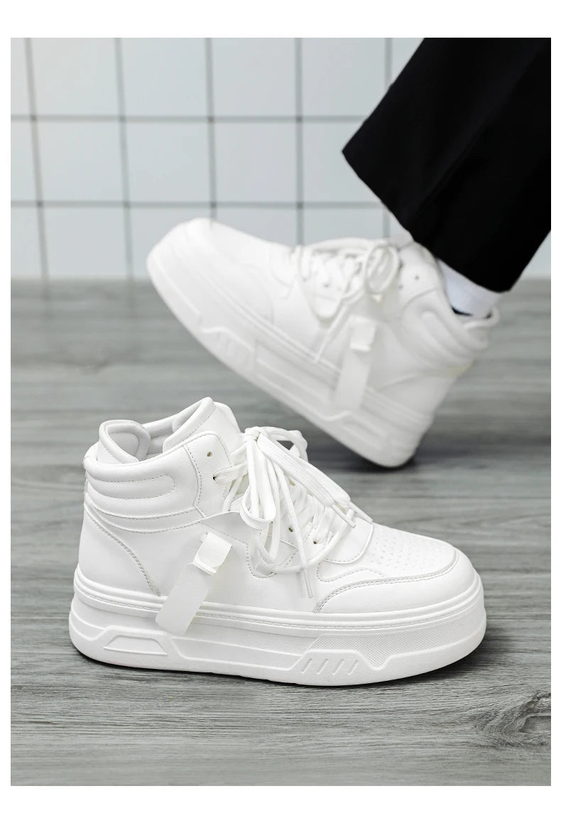 High-Top Platform Sneakers - Men's Thick-Sole Running Shoes