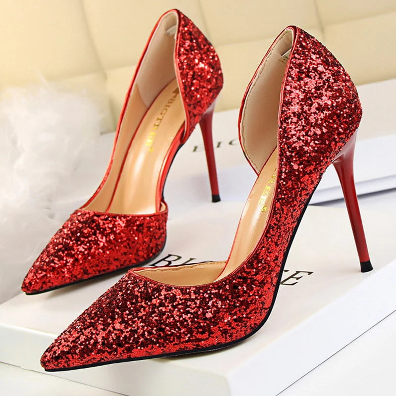 Women's Sequin Stiletto High Heels Shoes