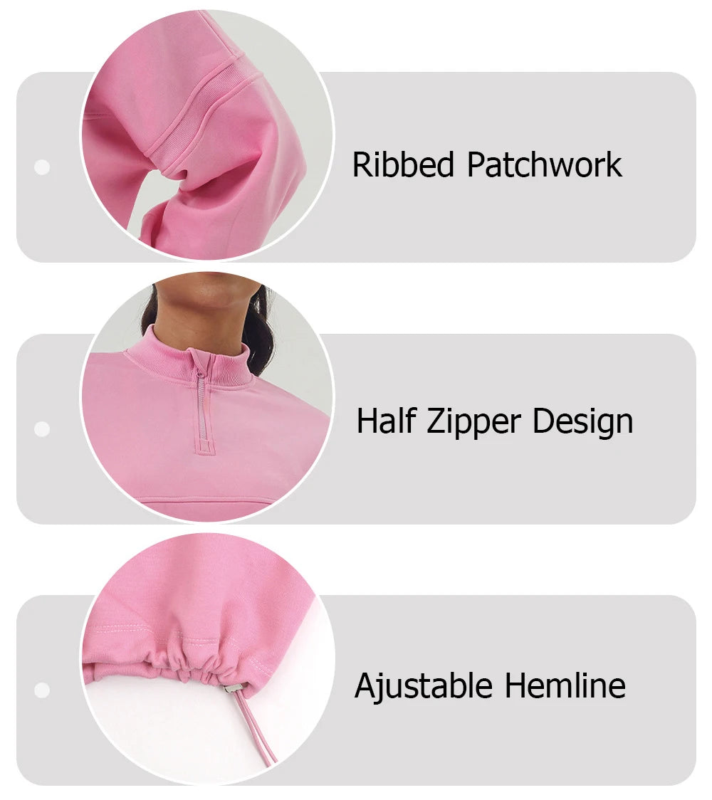 Women's Long Sleeve Loose Half Zipper Gym Breathable Running Top Fitness Workout Jacket