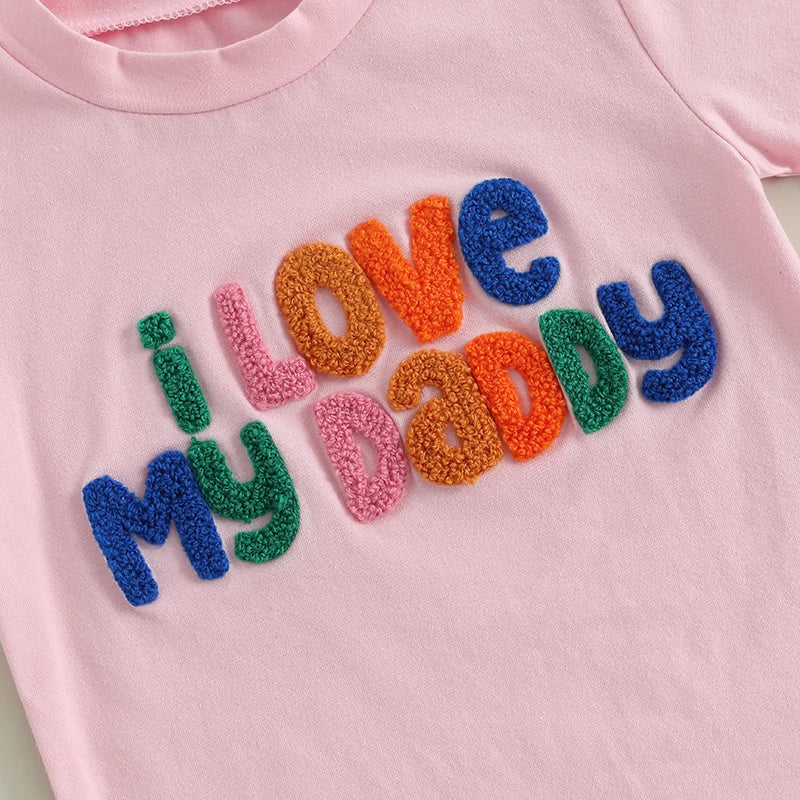 0-5Y Toddler Kids Girls Summer Clothes Sets Letter Embroidery Short Sleeve T-Shirt and Elastic Tulle Skirt