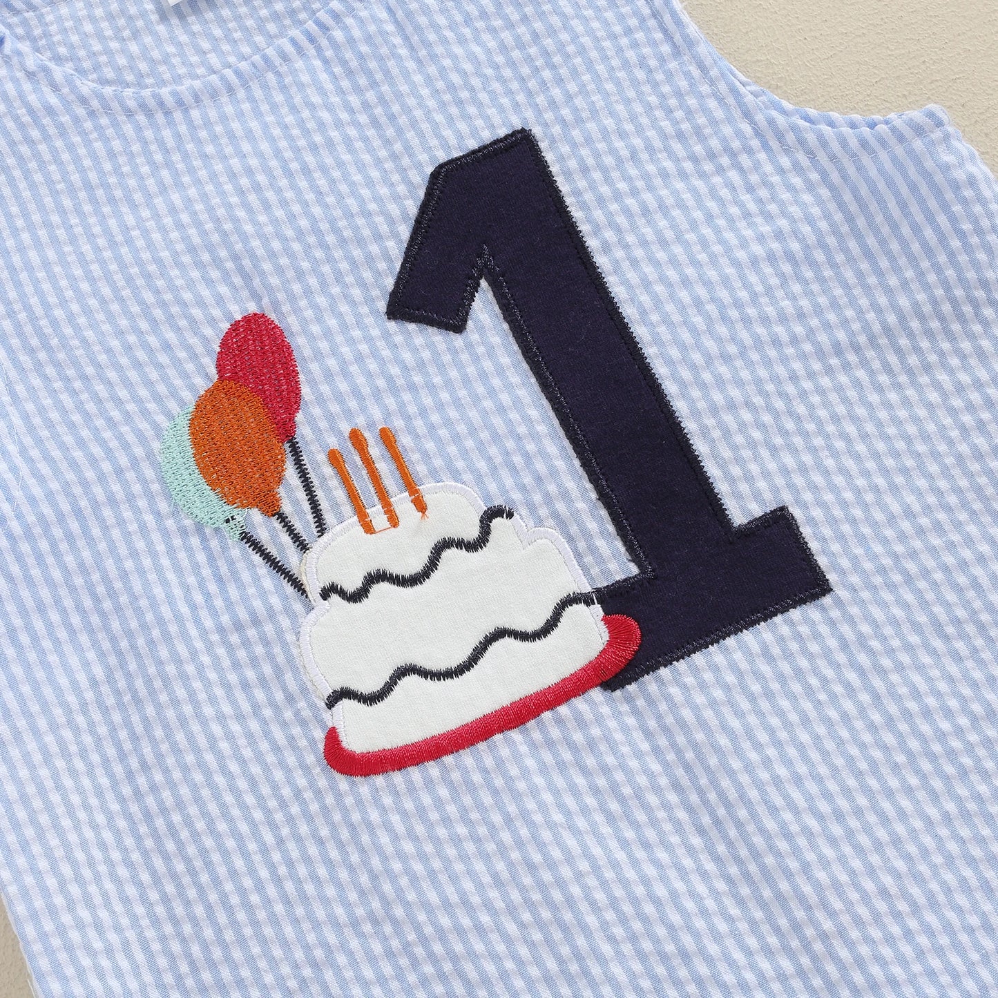 0-18M Baby Boys Overalls Romper Sleeveless Letter Embroidery Cake Striped Birthday Jumpsuits