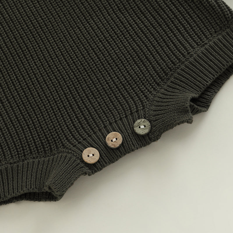 Baby Sweater Romper - Solid Knitted Long Sleeve Pullover Jumpsuit