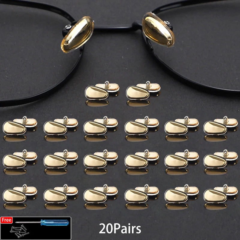 Silicone Glasses Nose Pads - Oval Screw-in Replacement Parts (5/10/20 Pairs)