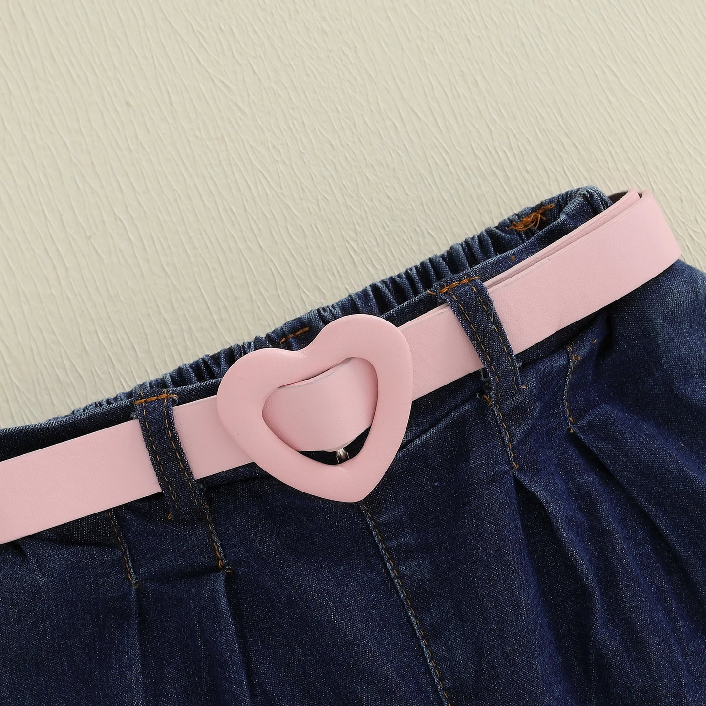 1-6Y Kids Girls Summer Clothes Set Outfits Fly Sleeves Denim Tank Top and Elastic Shorts with Belt