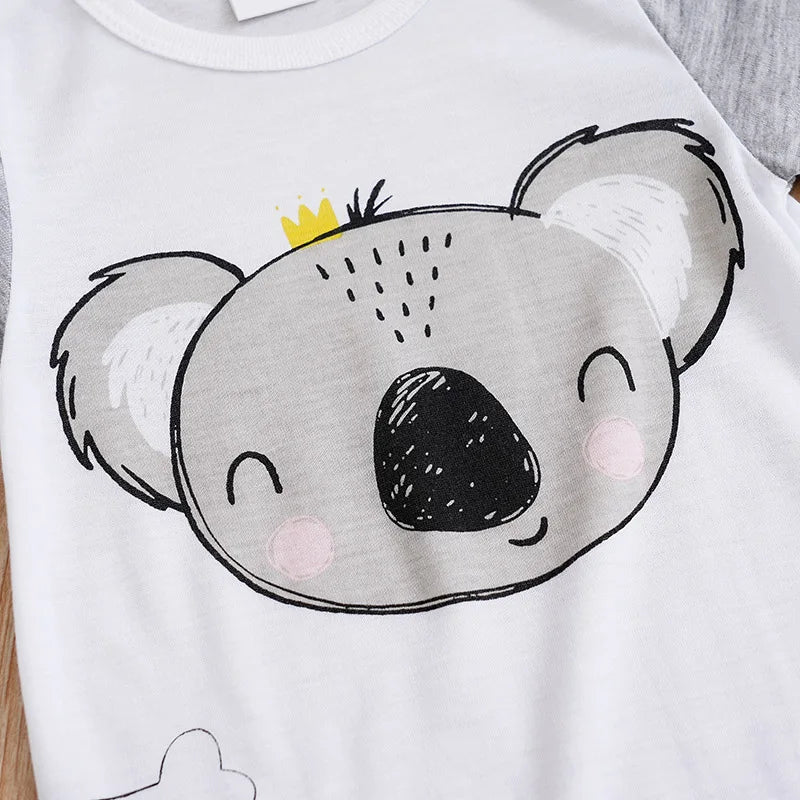 Baby's and Children's Cute Cartoon Kaola Print Casual Comfortable Short Sleeve Baby Bodysuit