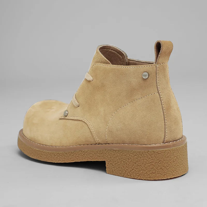 Men’s Casual Platform Lace Up British Style Chunky Ankle Boots