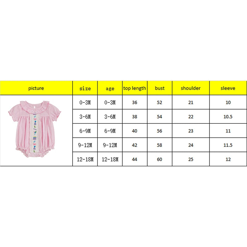 Baby Girls Birthday Romper with Cake Embroidery - Plaid Doll Collar Jumpsuit (0-24M)